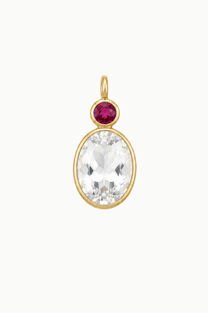 Rock Crystal &amp; Tourmaline Charm, Gold Vermeil