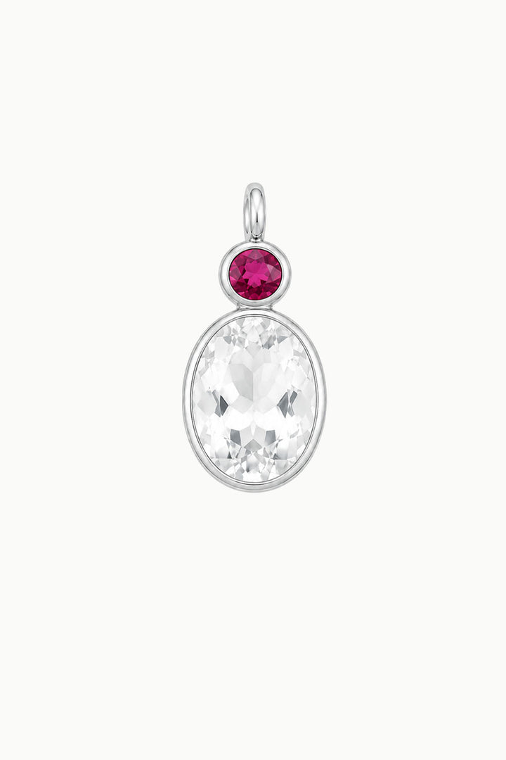 Rock Crystal &amp; Tourmaline Charm, Sterling Silver