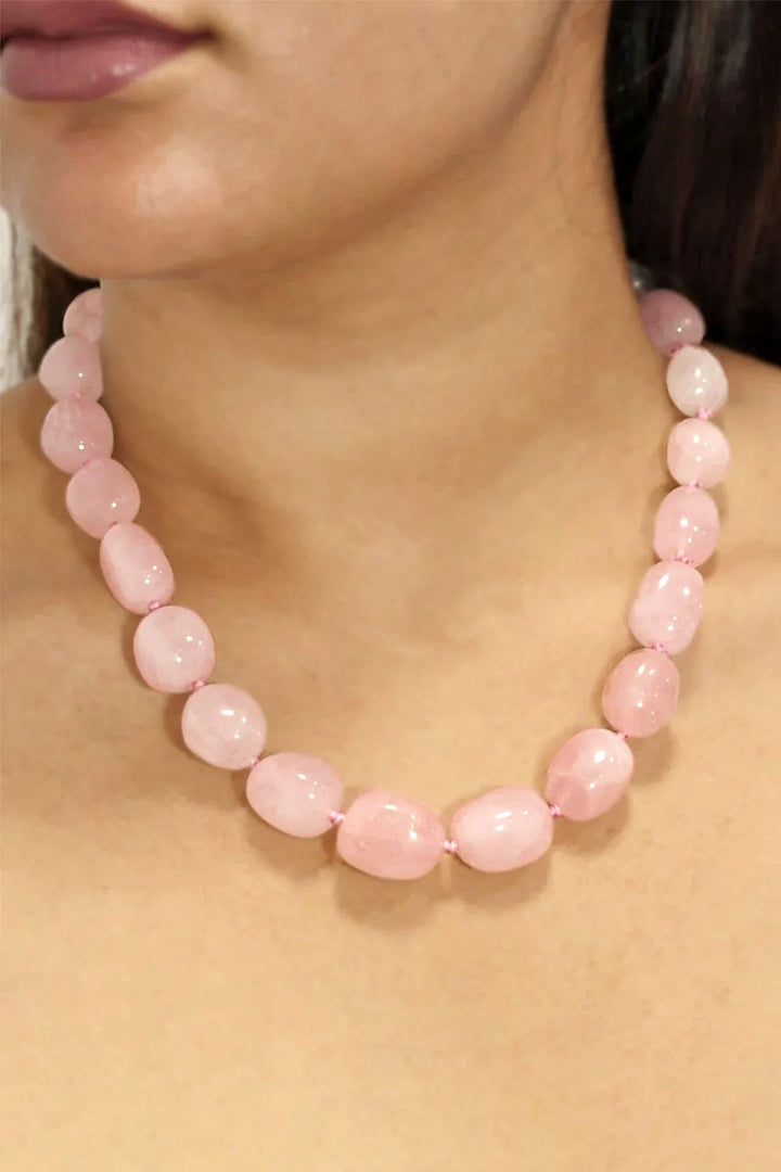 Sivalya Natural Rose Quartz Crystals Necklace