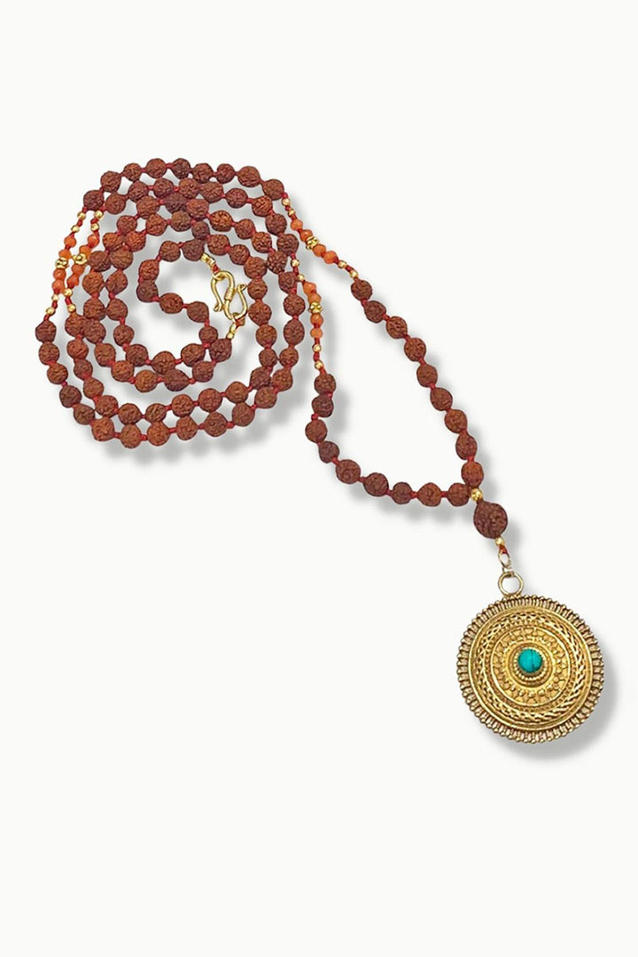 Sivalya Samsara Mandala Rudraksha and Carnelian 108 Beads Mala