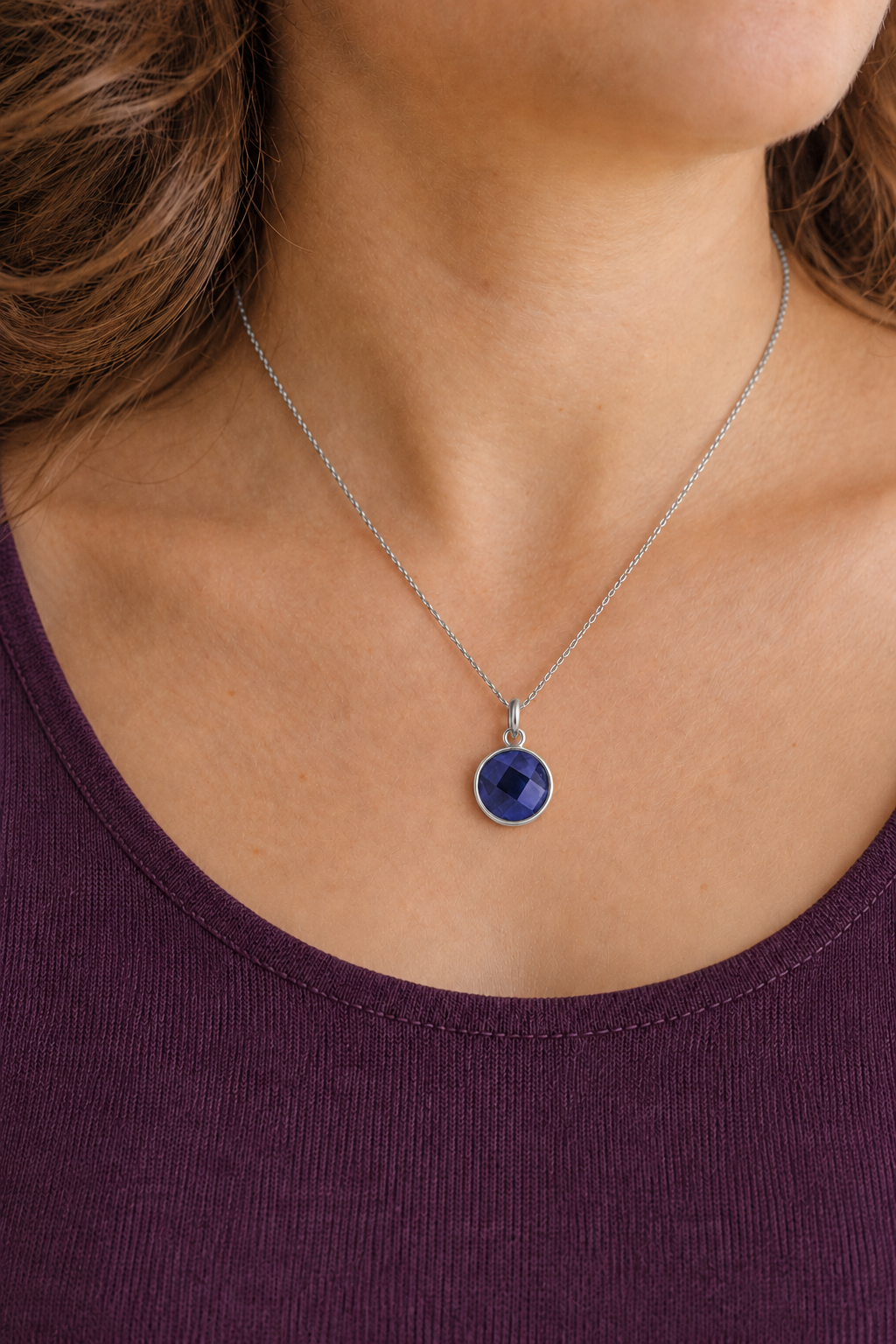 Sapphire Round Disk Charm