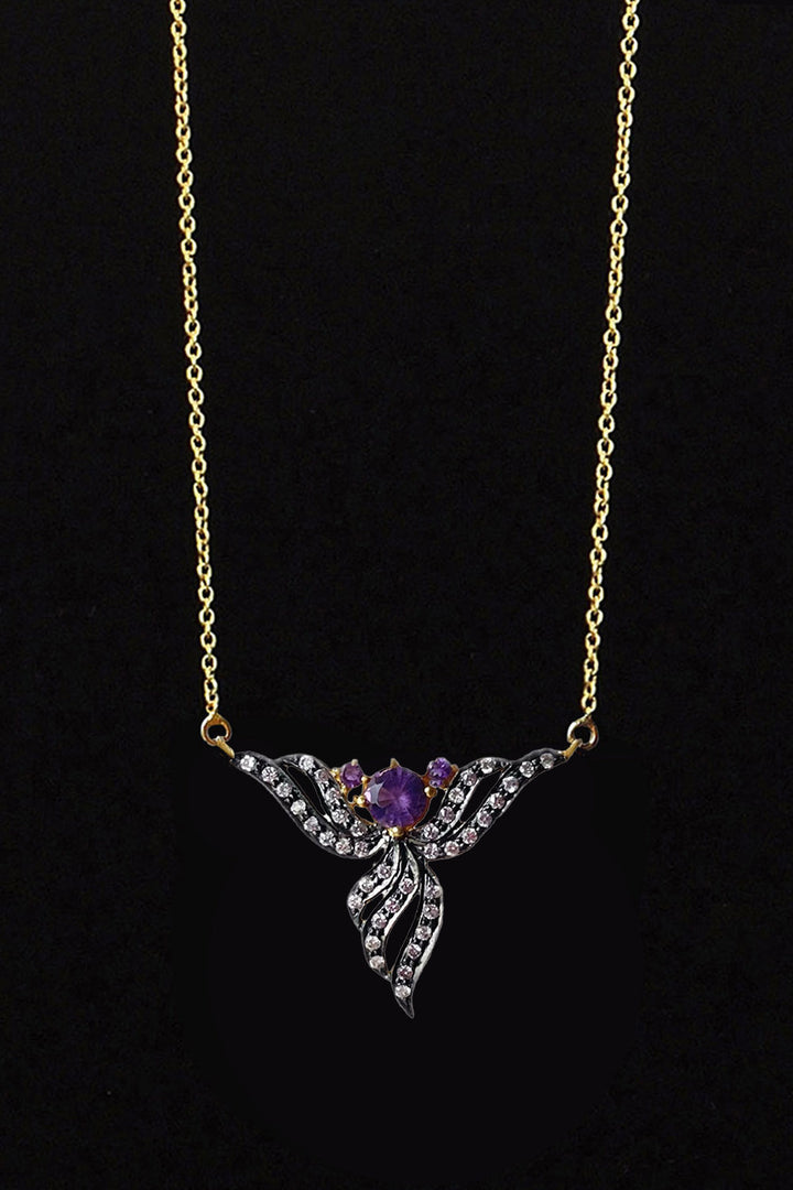 Amethyst and Polki Diamonds Gold Chain Necklace | Sivalya