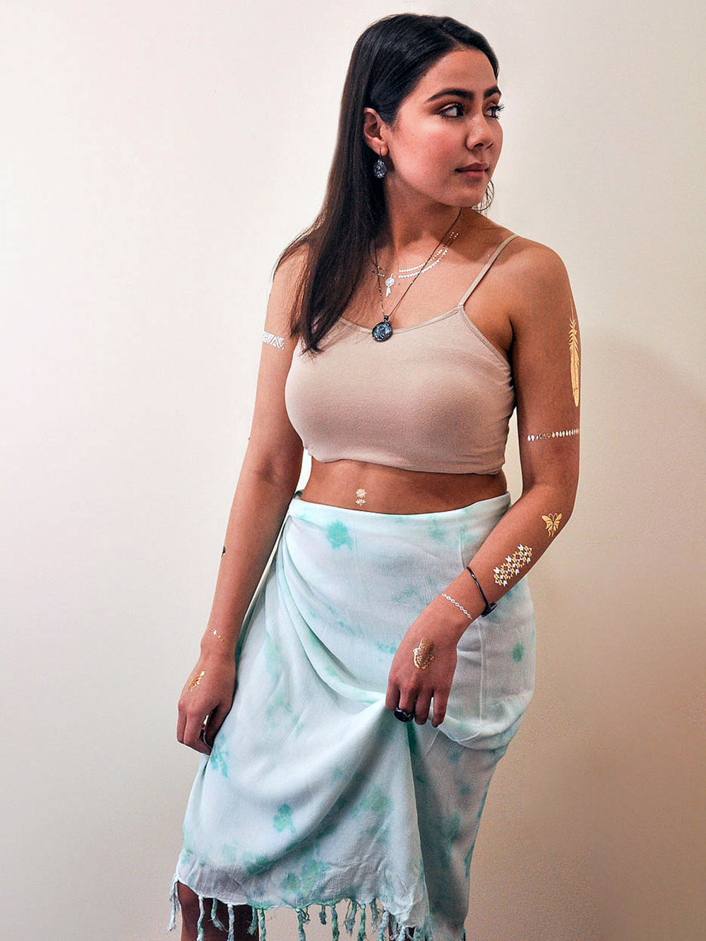 Tropez Tie Dye Sarong - Cool Mint front view