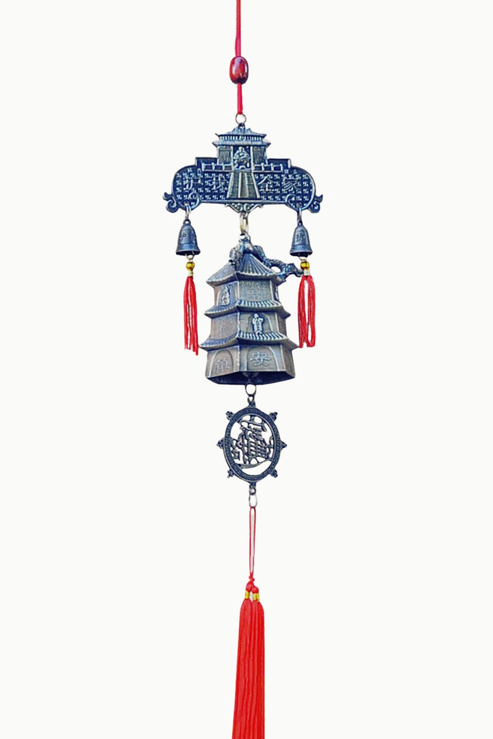 Sivalya Buddha Pagoda Wall Decor With Red Tassel - Feng Shui Wind Chime