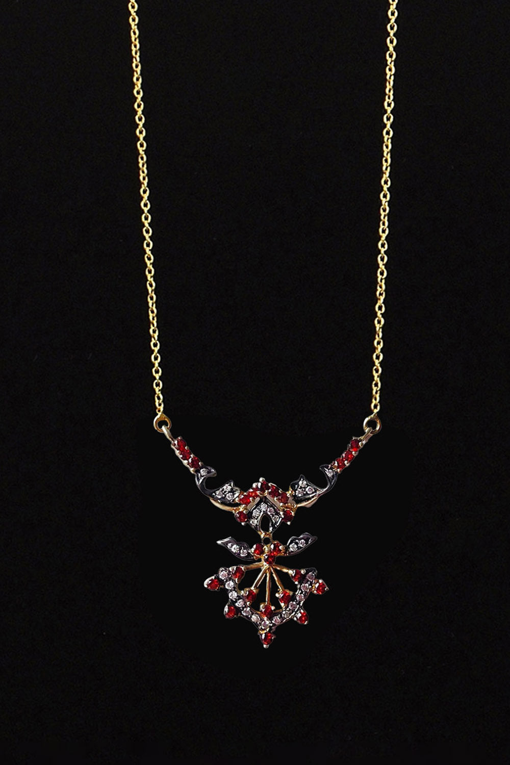 Garnet and Polki Diamonds Gold Chain Necklace | Sivalya