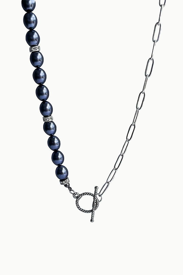 Sivalya Gray Pearl and Silver Paperclip Chain Necklace - Parker