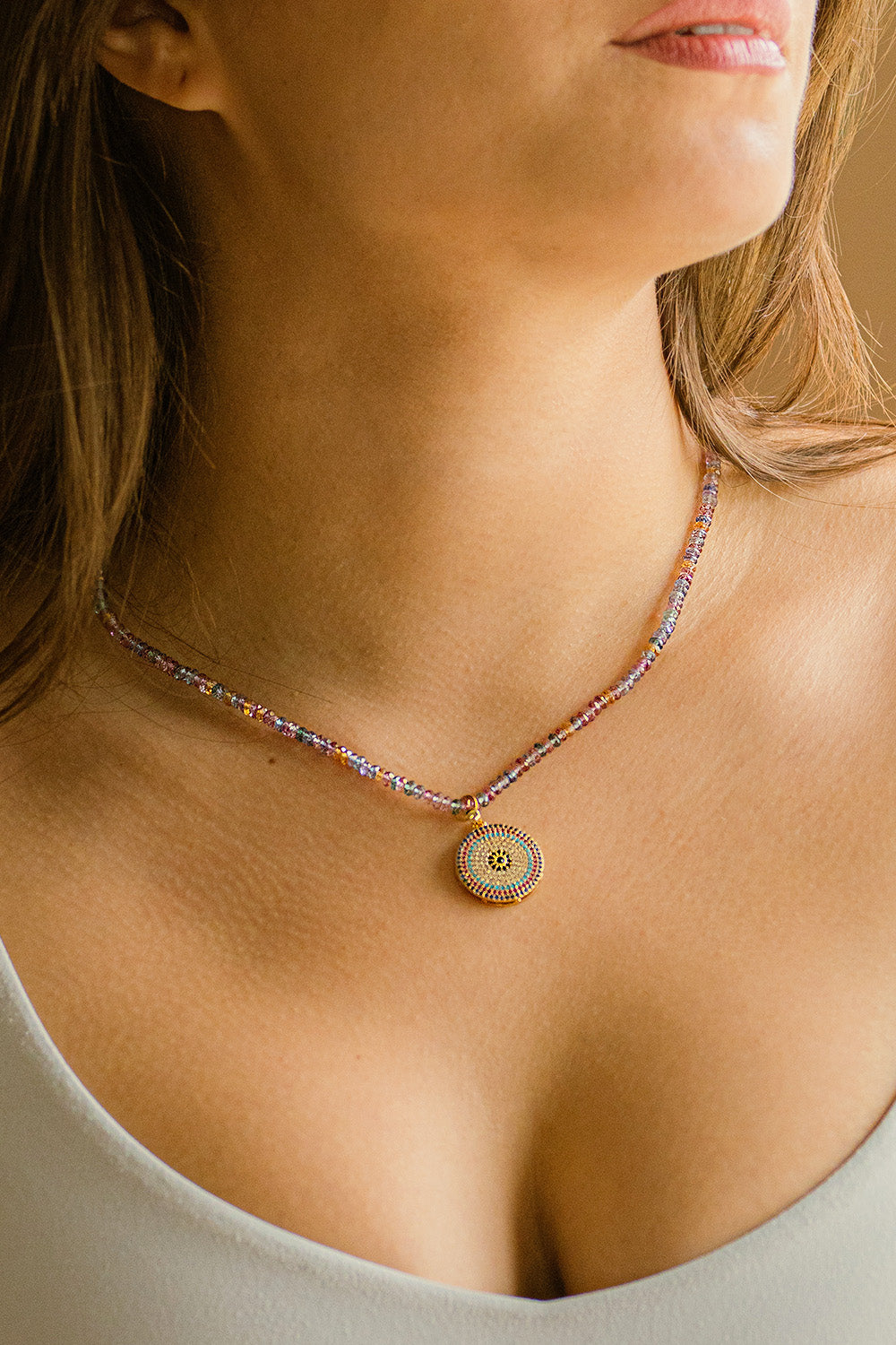 Inward Journey Mandala Necklace Tourmaline Gold Vermeil | Sivalya