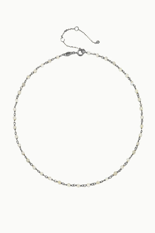 Nyx Linked Beads Necklace, Midnight Silver