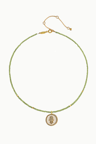 Hamsa Peridot Pendant Necklace