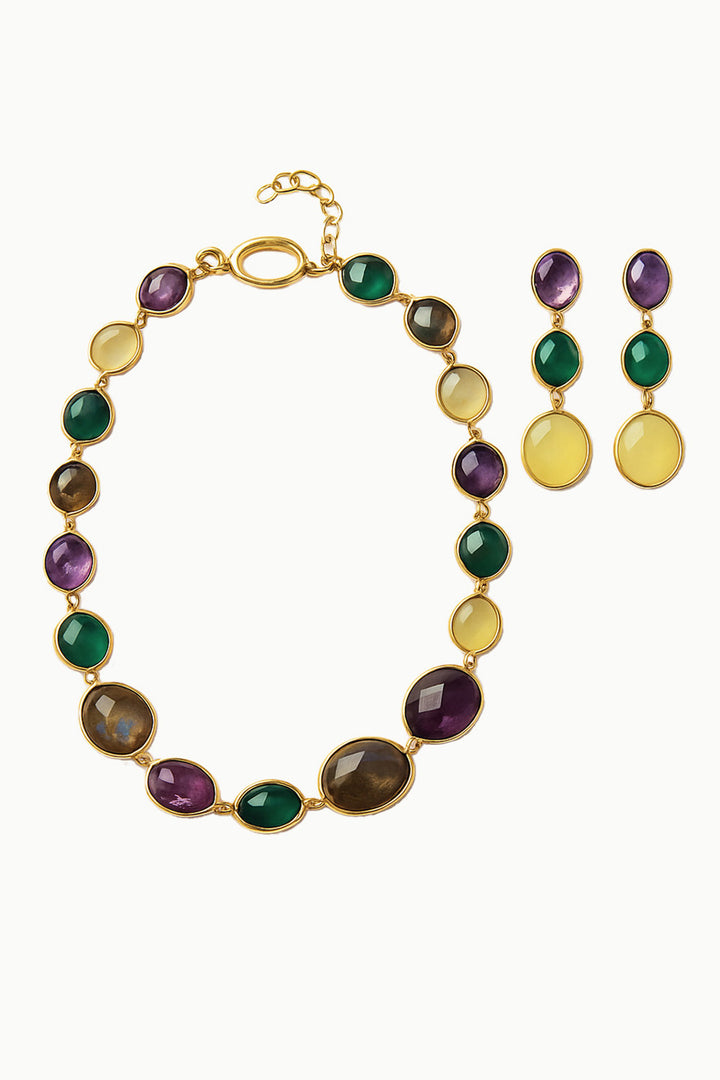 Sivalya Multi Gemstone Necklace and Earrings Set - Paris