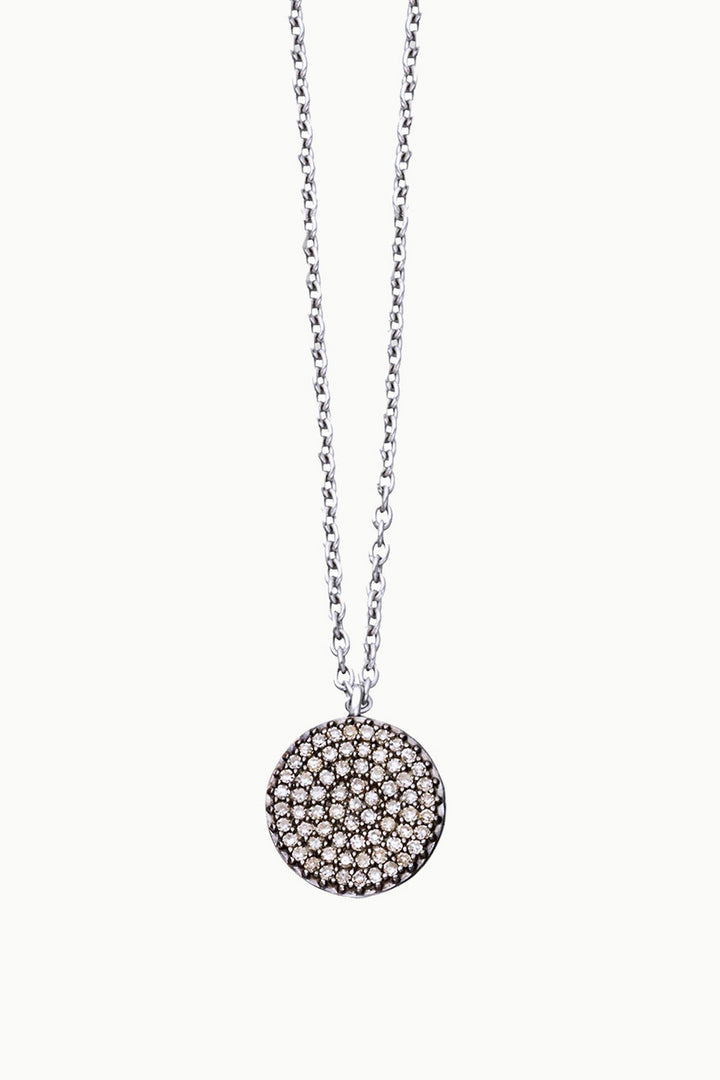 Sterling Silver Zircon Disk Necklace - Starlet