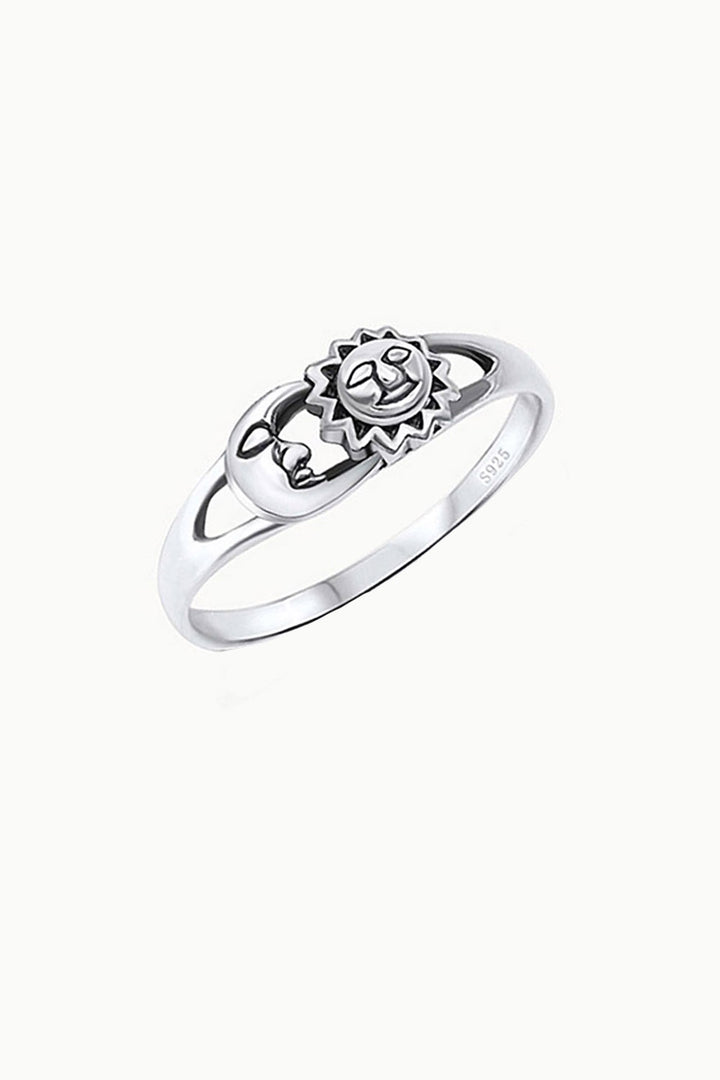 Sun and Moon Sterling Silver Band Ring