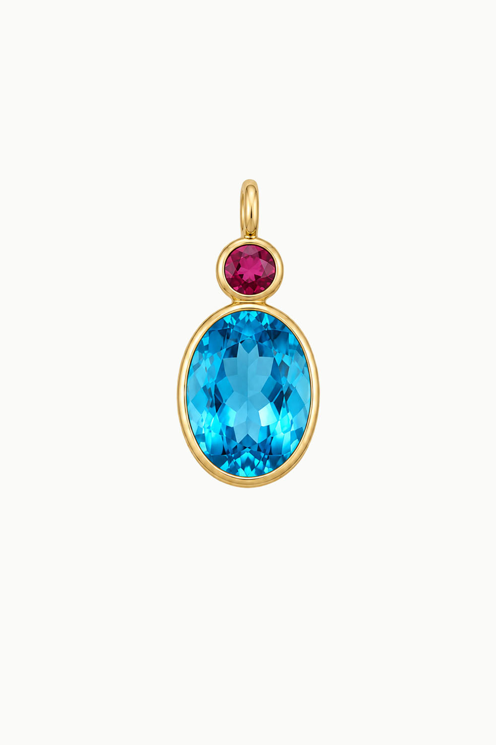 Sky Blue Topaz &amp; Tourmaline Oval Cut Charm, Gold Vermeil