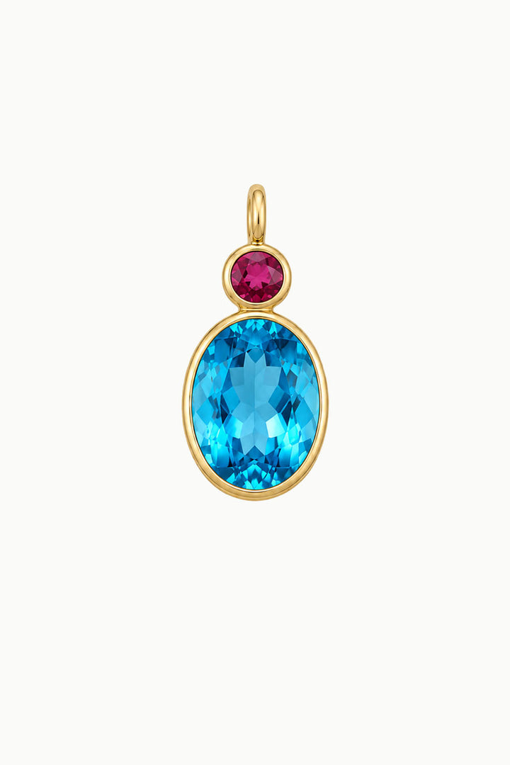 Sky Blue Topaz &amp; Tourmaline Oval Cut Charm, Gold Vermeil