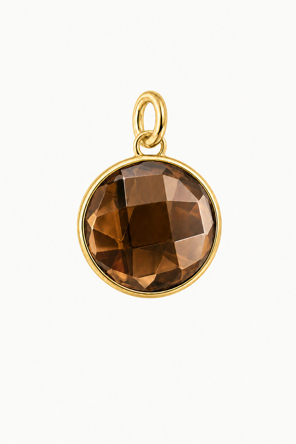 Smoky Quartz Round Disk Charm