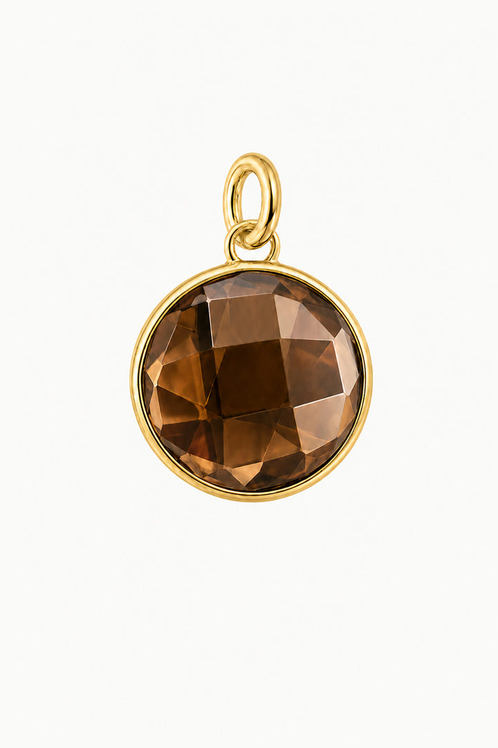 Smoky Quartz Round Disk Charm