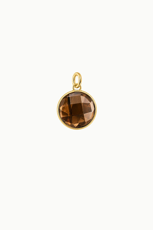 Smoky Quartz Round Disk Charm
