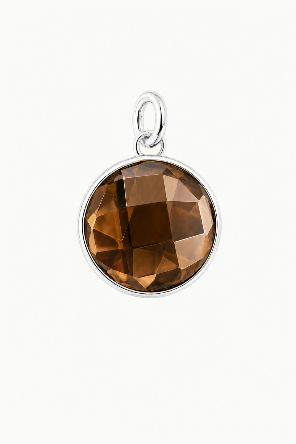Smoky Quartz Round Disk Charm