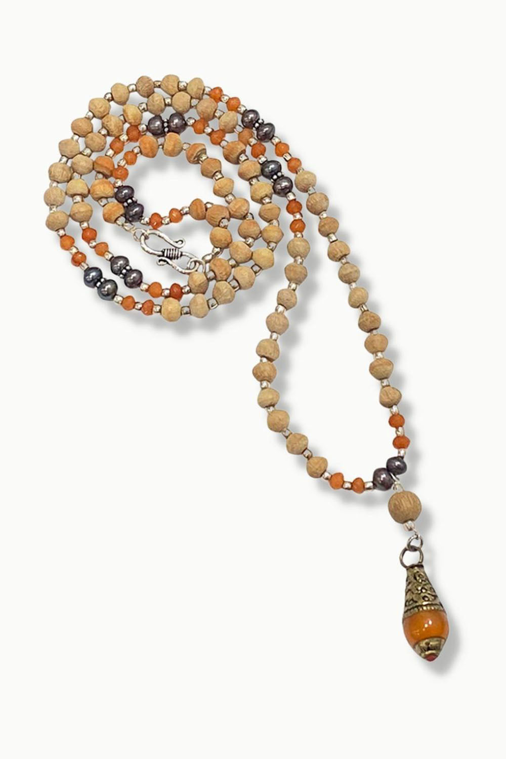 Sukha Tusli and Carnelian 108 Beads Mala