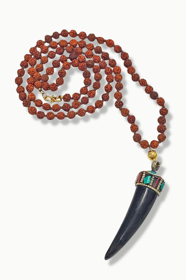 Talisman Black Horn Amulet Rudraksha Beads Mens Mala