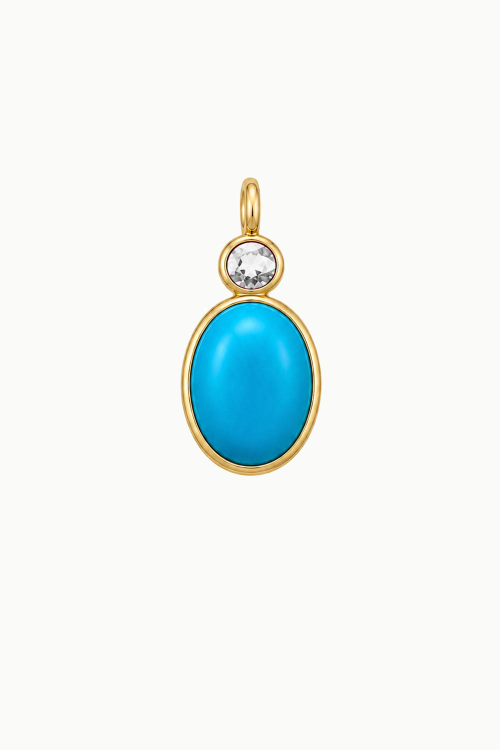 Turquoise &amp; White Sapphire Oval Cut Charm, Gold Vermeil