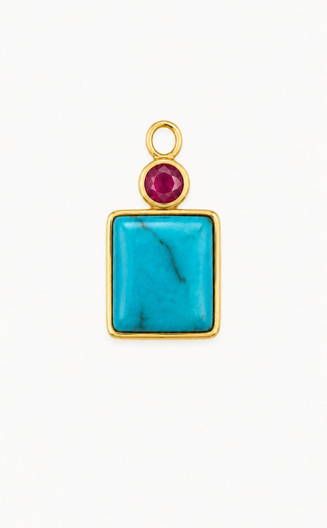 Turquoise & Tourmaline Cabochon Charm