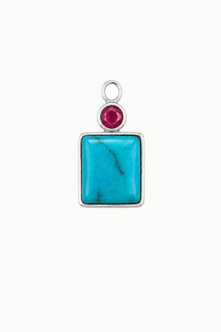 Turquoise &amp; Tourmaline Cabochon Charm, Sterling Silver
