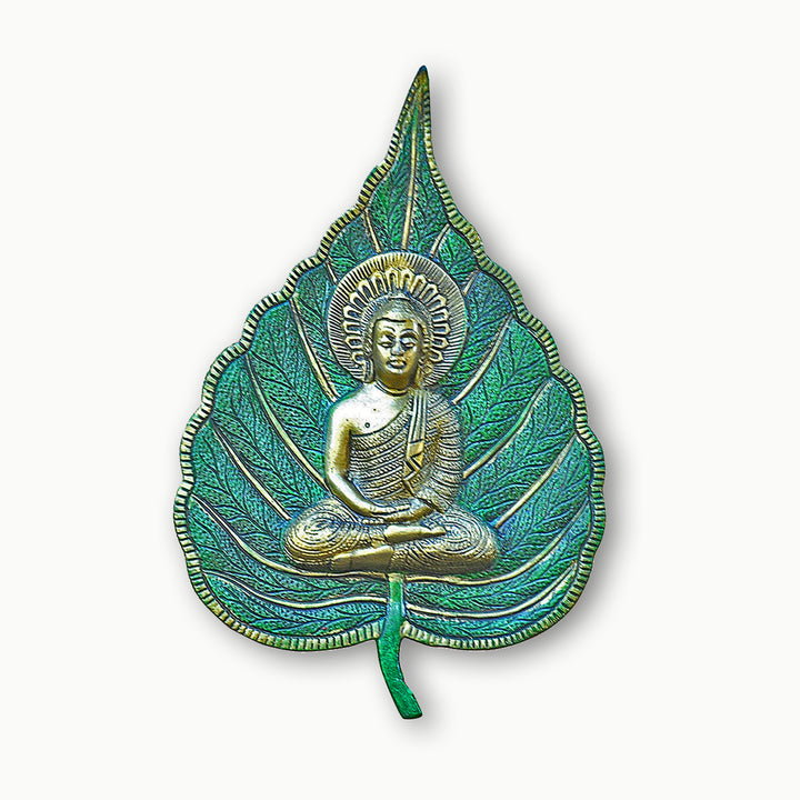 Sivalya Green and Gold Bodhi Leaf Buddha Wall Art