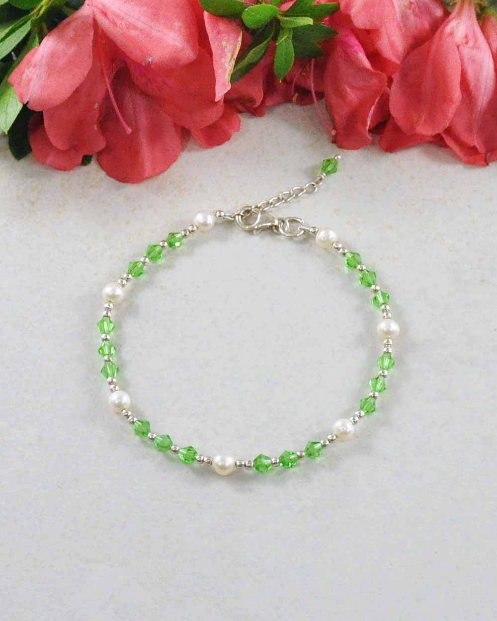 Sivalya Abundance Pearls and Green Crystals Bracelet