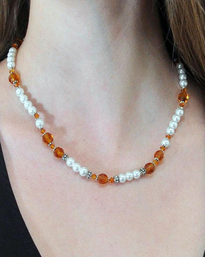 Sivalya Radiance Pearls and Amber Crystals Necklace