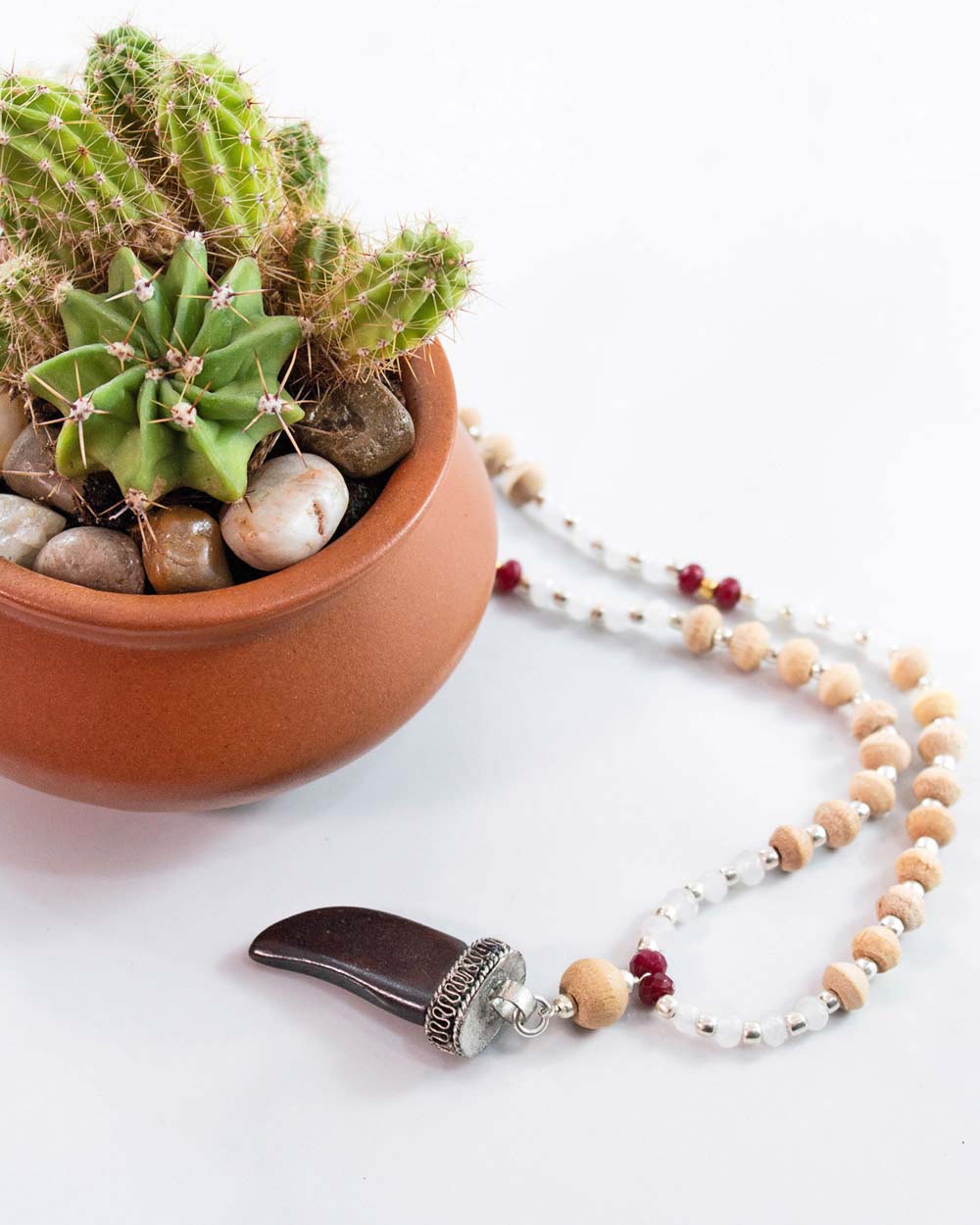Sivalya Ojas Shark Tooth Amulet and Tusli 108 Beads Mala