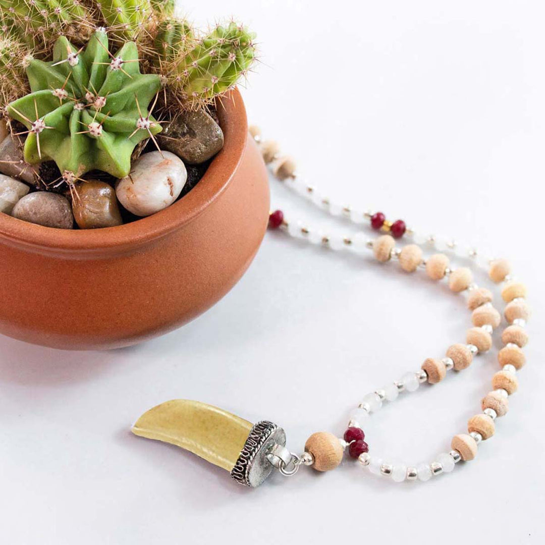 Ojas Shark Tooth Amulet and Tusli 108 Beads Mala