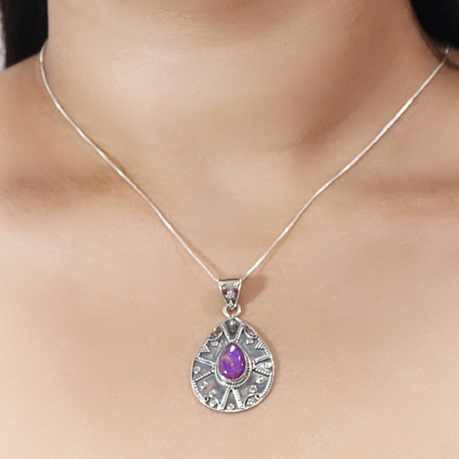 Sivalya Purple Turquoise Silver Necklace - Desert Muse